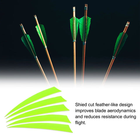 50 Pack 5 Inch Turkey Feather Arrow Vanes Right Wing Fletching Fluorescent Green For DIY Target Shooting And Practice