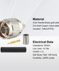 10 Pack N Male Crimp Connector For RG8X LMR240 coax with brass needle and nickel copper plating