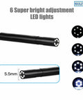 5.5mm camera head with 6 bright LED lights for Top Notch Handheld Endoscope Offering Hella Sharp 1080P HD Viewing.