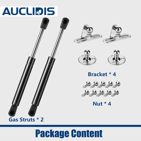 Top Shelf 20 Pound Gas Strut Lift Supports, Slick 7.5 Inch Heavy Duty Stroke, replacement pair with brackets and screws.