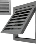 Durable Industrial Grade Aluminum Alloy Exhaust Vent Access Panel With Rock Solid Filter Grille, 39 inch air hatch, gray, angled view.