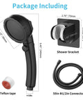 Package components of High Pressure Handheld Shower Head For RV With Hose And One Touch On Off Stop Button Detachable Shower Head.