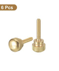 Top Shelf Brass Knurled Thumb Screws M3 X 16mm With Smooth Shoulder Grip Fasteners Six Piece Hardware Kit, showing gold brass fasteners.