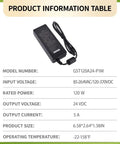 120W 24V Power Supply With Active PFC PF Above 0.93 High Efficiency To 89.5 Percent Energy Saving For Nonstop Round The Clock Use Rock Solid Overload Protection From 105 To 160 Percent Rugged Circuit Safeguards For Demanding Projects, black adapter with cable