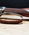 Handcrafted Large Loop Leather Lever Wrap Set for Handguns Light Brown Cowhide With Sinew Waxed Thread on rifle