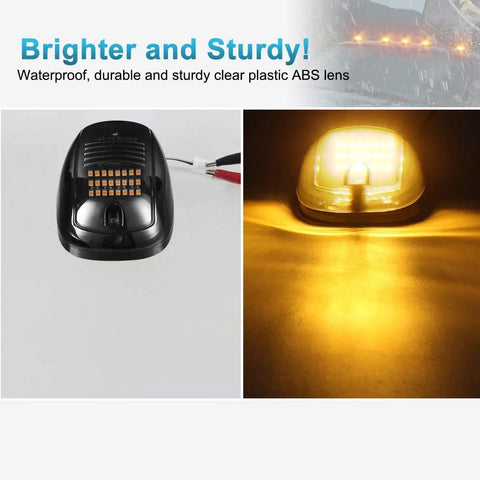 Amber 24 LED Smoke Cab Roof Marker Lights Kit With Wire Harness For 1500 2500 3500 4500 5500 Series Pickup Trucks 2003 2018 five pack UV ABS