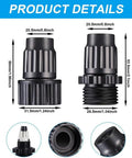 Quick Fix Garden Hose Repair Kit With Plastic Male And Female Connectors To Seal Leaks, Join Pipes, And Boost Water Pressure In Your Irrigation System Today. black plastic hose connector, 20.5mm top, 31.5mm base