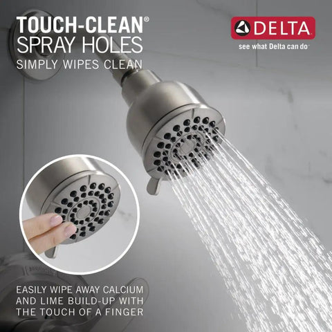 13 Series 2-Spray Bathtub And Shower Faucet Trim Kit In Brushed Nickel Finish With Stainless BT13410-SS shower head spraying water
