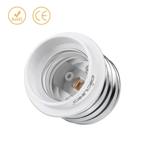 E39 To E26 Light Bulb Socket Adapter No Fuss Mogul E39 To Standard E26 Screw Base Converter, close-up view