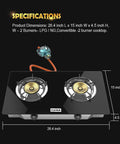 Portable Propane Stove For Outdoor And Indoor Use With Single Or Double Burners Premium Rubber Hose Heat Adjustable Regulator