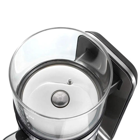 Top view of Stainless Steel Automatic Drip Coffee Maker For Home And Commercial Use, 1250ml Capacity Brews 5 To 10 Cups, showing rotary funnel.