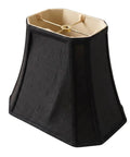 Rectangle Cut Corner Lamp Shade 5x6.5 Top By 8x12 Bottom 10 Inch Slant Height Black With Gold Lining For A Cozy Glow Handcrafted Silk Shantung