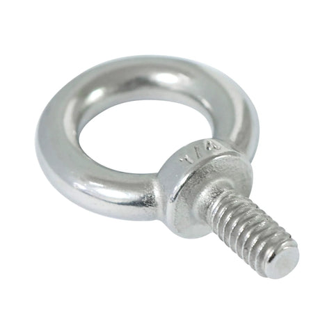 One Quarter Inch UNC Lifting Shoulder Eye Bolts, Marine Grade 316 Stainless Steel With Threaded Nut Fasteners, corrosion-resistant