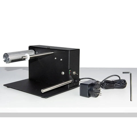 Automatic Label Rewinder Machine With Two-Way Rewind, heavy-duty metal frame, 180mm label roller, includes power adapter