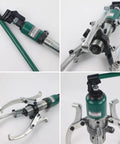 Heavy Duty Hydraulic Gear Puller Boasting 10 Ton 22000 Lb Strength with forged alloy jaws for extracting bearings and sprockets.