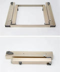 Full Extension Drawer Slides With Hidden Folding Table Rails And Heavy Duty Aluminum Hardware displayed from top and side views.