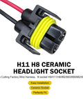Level Up Your Ride With This Heavy Duty H11 Car Light Wire Socket Connector Set Featuring Tough Extension Wiring Harnesses And Multi Purpose Pigtail Adapters To Nix Flickers And Keep Fog Lights Running Slick For Most Cars In Black - close-up of H11 ceramic socket with yellow sealing.