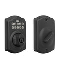 Camelot Electronic Keypad Deadbolt Lock With Keyless Front Door Entry and Mechanical Key Backup, Matte Black Finish, BE365 CAM 622
