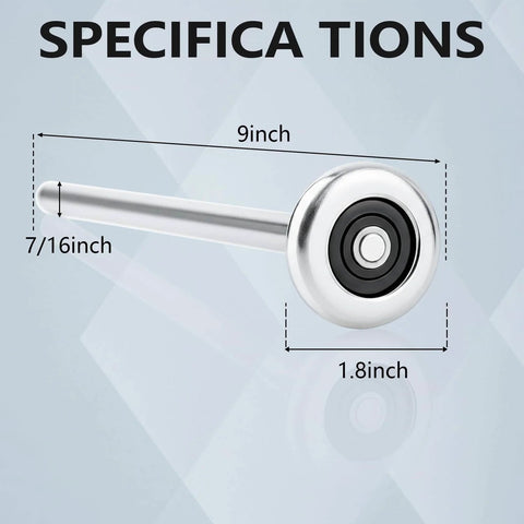 Diagram of Ten Pack Nine-Inch Long Stem Steel Garage Door Rollers, Commercial Grade Heavy-Duty Replacement For Two-Inch Track