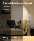 Arc Corner Floor Lamp With Curved LED Design And Touch Dimmer 3000K Warm White Glow Three Brightness Presets For Bedroom Or Living Room