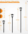 Diagram showing adjustable heights of Outdoor Light Pole Extension Kit 55 Inch Stainless Steel Poles With ABS Stakes For Amped Up Garden Lights And Torches At The Patio Parties And Weddings 1.2 Inch Inner Diameter 2 Sets 10 Pieces.