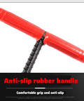 Beefy 18 Inch Long T Shape Lifting Hook With Pointed Head, red anti-slip handle for lifting covers, rebar steel tool.