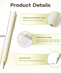 Beige Cream Gel Pens 12 Pack Set With Neutral Aesthetic Retractable Black Ink 0.5mm Fine Point Quick Dry Smooth Writing details