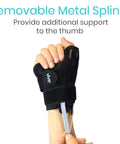 Thumb And Wrist Spica Splint Brace For Right Or Left Hand, Carpal Tunnel And Tendonitis Relief with removable metal splints