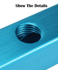 1/4 Inch Inline Pneumatic Manifold Block With Five Ports And Two Way Flow Aluminum Air Hose Splitter showing threaded port detail.