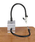 Beefy Flexible Metal Arm Soldering Clamp With Adjustable Multi Angle Stand for Electronics PCB DIY Projects on wooden surface