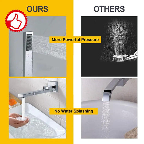 Wall Mounted Bathtub Faucet With Handheld Shower Solid Brass High Flow Tub Filler comparison with competitor performance