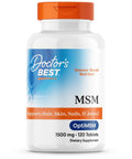 Top Shelf Real Deal Msm Sulfur Supplement Strengthening Joints And Nourishing Skin Hair Nails 1500 Mg Daily Fuel With Natural Connective Tissue Support 120 Tablets Smooth Sailing Wellness in white bottle.