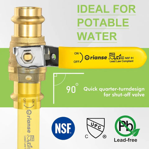 10 Pack 3/4-Inch Press X Press Propress Ball Valve Set With EPDM O-Ring Lead-Free Brass 1/4-Turn Full Port Shut Off