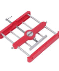 Heavy Duty Self Centering Dowel Jig Built From Premium Abs And Tough Steel Rings For Dead On Mortise Alignment With Zero Fuss on a flat surface.
