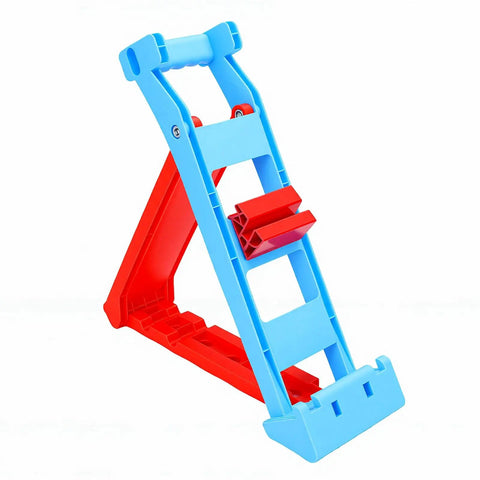 Heavy Duty Two Piece Tile Chamfer Bracket Set Adjusts To Sixty Fifty Forty Degree Angles with snap lock grip, red and blue color.