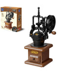 Vintage Hand Crank Coffee Grinder Building Blocks Set With Moving Gears And Hidden Mini Coffee Shop Scene For Desk Decor