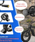 Thumb Throttle For Mid Drive Electric Bikes Waterproof 3 Pin Female Connector Compatible With Bafang Motors, Super73