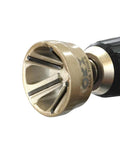 External Deburring Chamfer Tool With Tungsten Blade for quick burr removal on pipes and bolts, showing metal blade and rotary design.