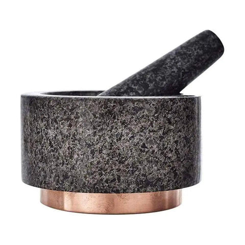 Marble Mortar And Pestle Set With Brass Base For Guacamole Herbs Garlic And Spices Large Stone Grinder Easy To Clean