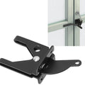 Heavy Gauge Iron Fence Lock With Self Locking Gate Latch And Adjustable Pull Cable Locks Dead Tight Backyard Security Gear on a gate.