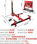 Beefy Auto Body Frame Puller 49 KN 5 Ton Car Frame Straightener dimensions and specifications chart.