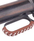 Cowhide Leather Lever Wrap Set for Lever Action Rifles and Shotguns, 3.5 Inch, dual color brown and black, wrapped lever close-up