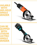 Keep Nasty Sparks Safe While You Work With This Rugged Adjustable Angle Grinder Holder Stand Featuring Heavy Duty Steel Debris Protection For 100 Mm Tools Your Shop Will Love, showcasing a hand-held angle grinder attachment.