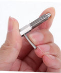 Heavy Duty Industrial Premium Grade Stainless Steel Retractable Indexing Plunger Pin in hand demonstrating spring loaded grip.