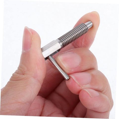 Heavy Duty Industrial Premium Grade Stainless Steel Retractable Indexing Plunger Pin in hand demonstrating spring loaded grip.