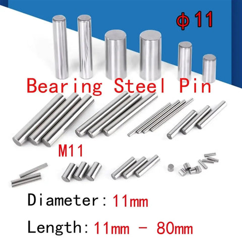Heavy Duty Hardened Bearing Steel Dowel Pin For Industrial Machinery Build, 11mm diameter, various lengths, wear-resistant.
