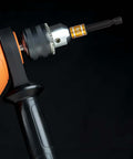Heavy Duty Steel Socket Adapter Kit Ratcheting Drill Conversion Tool Locking Pin Rings For Mechanics Expanding Sockets Securely To Crush Tight Stubborn Jobs In Style close-up on drill chuck