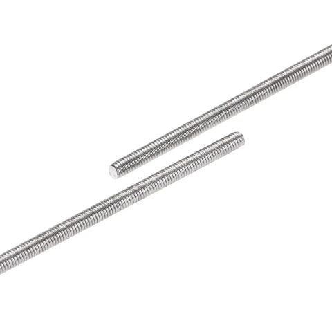 Set Of 5 Grade 304 M3 X 350mm Fully Threaded Stainless Steel Rods Right Hand Long Screws shown in two lengths.