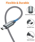 Mini USB Cable 2 Pack 3.3ft USB 2.0 Type A Male To Mini B Charging Cord For Cameras, Dash Cams, MP3 Players, GPS Receivers, Garmin Nuvi, PS3 Controllers, And Other Mini B Port Devices, nylon braided