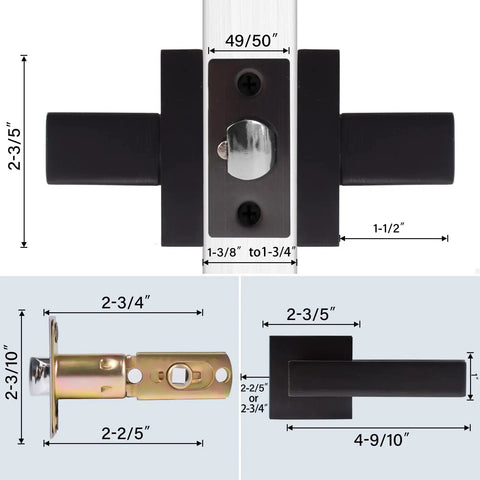 Heavy Duty Hall And Closet Door Lock With Brushed Bronze Lever, Zinc Alloy Construction, Reversible For Right Or Left Hand Doors